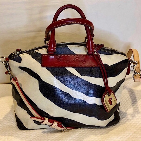 DOONEY BOURKE Vacchetta Leather Zebra Stripe Dome Shaped Crossbody Shoulder Bag - Picture 4 of 17
